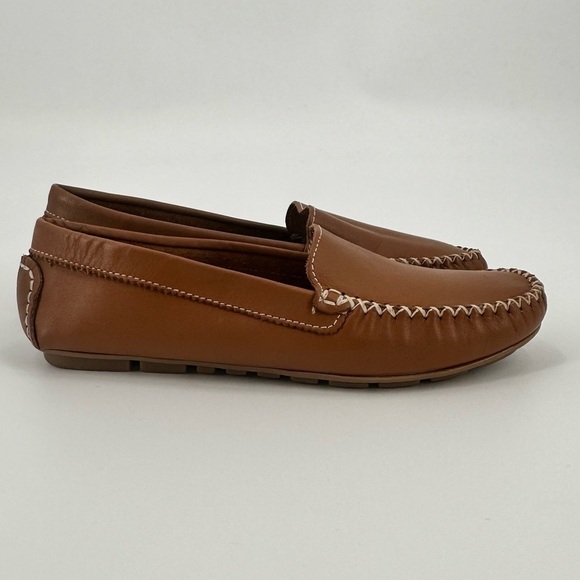 GUIMARAES Women’s Brown Leather Soft Slip On Moccasins/Loafers Size 37/6.5 - Picture 1 of 11